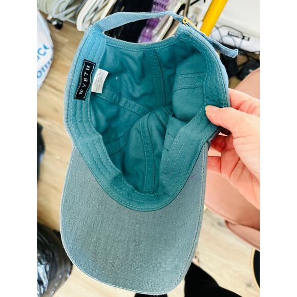 Wyeth Spencer in Muted Blue Green Linen Adjustable Baseball Dad Hat Cap - Picture 5 of 9